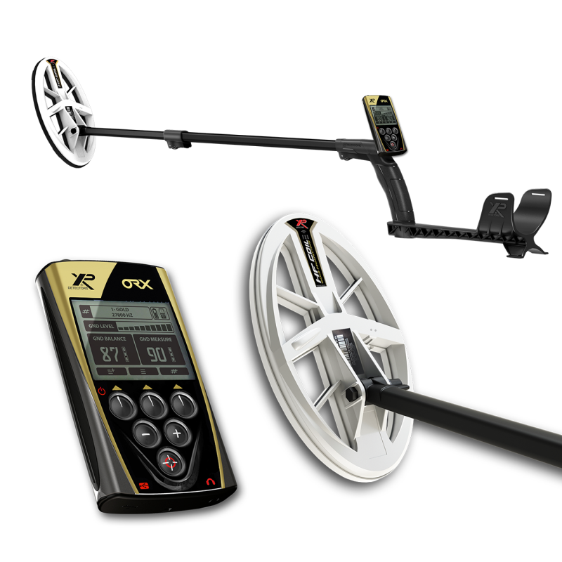 XP ORX EL HF RC metal detector and larger view of the Coil and remote control.