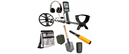 Minelab Equinox 600 multifrequency metal detector complete set including pinpointer, camo Pouch, field spade and headphones.